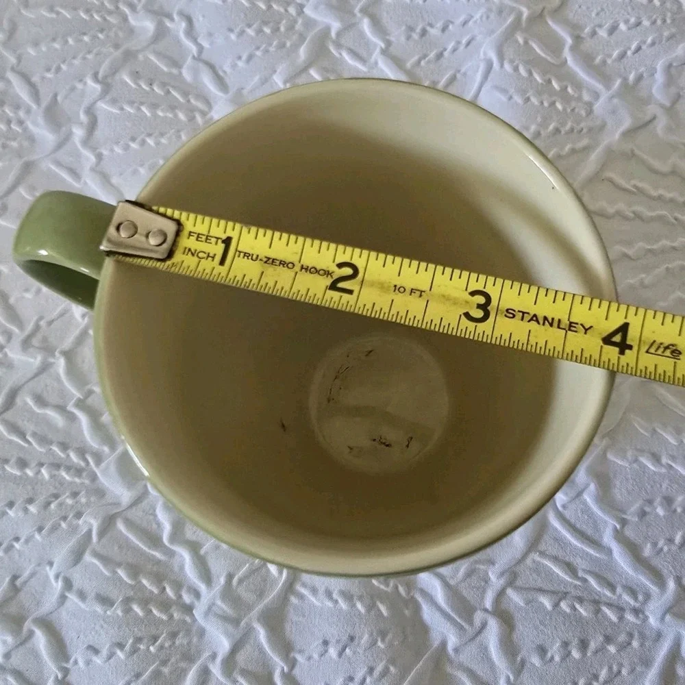 Pier 1 Imports Antique Floral Mint Green Set Of 3 Coffee Mugs Tea Cups Stoneware